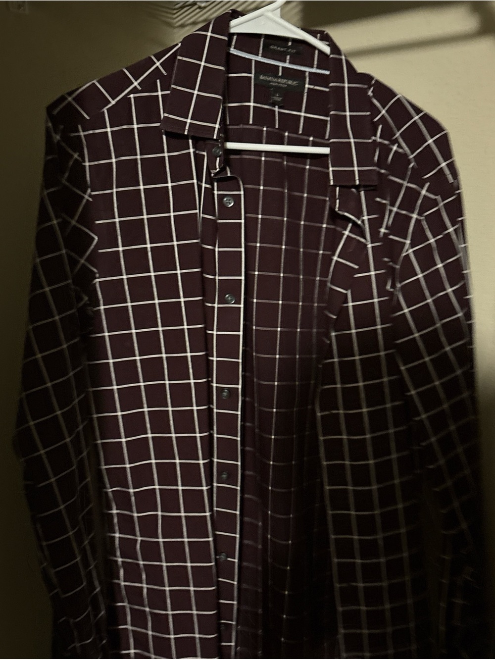 Banana Republic Men's Grid-Print Button-Down Shirt - Wine & White